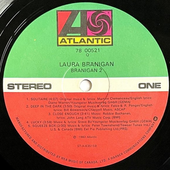 Laura Branigan BRANIGAN 2 ~ RECORD ALBUM 1983 CANADA 1st Ed. 39Yrs! RARE VINTAGE - Picture 4 of 8